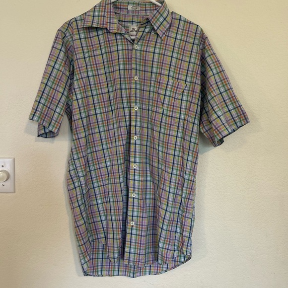 Peter Millar Medium 100% Cotton Casual Button Down Plaid Multicolor Shirt - Picture 1 of 9